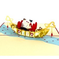 Handmade 3d Pop Up Card Couple On The River Boat Birthday Wedding Anniversary Big Day Engagement Proposal Valentine's Day Gift Celebrations Congratulations Card